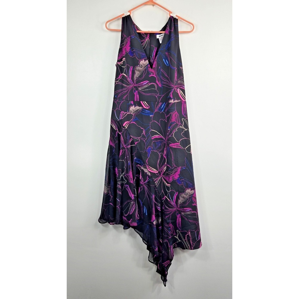 DKNY‎ Women's Size 10 Floral Print Sleeveless Asymmetrical Midi Dress NWT